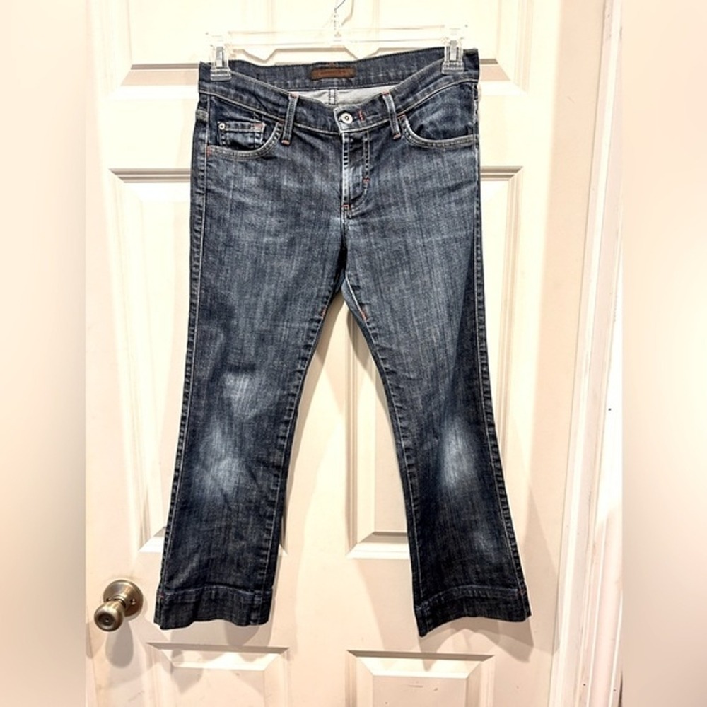James Jeans Dry Aged Denim Women 27 Dark Wash Bootcut Kick‎ Crop Made in USAUSA